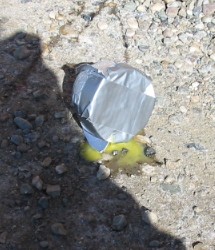 It landed on the flat end.