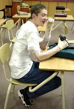 The saran wrap wasn't supposed to have anything under it. Josh chickened out.